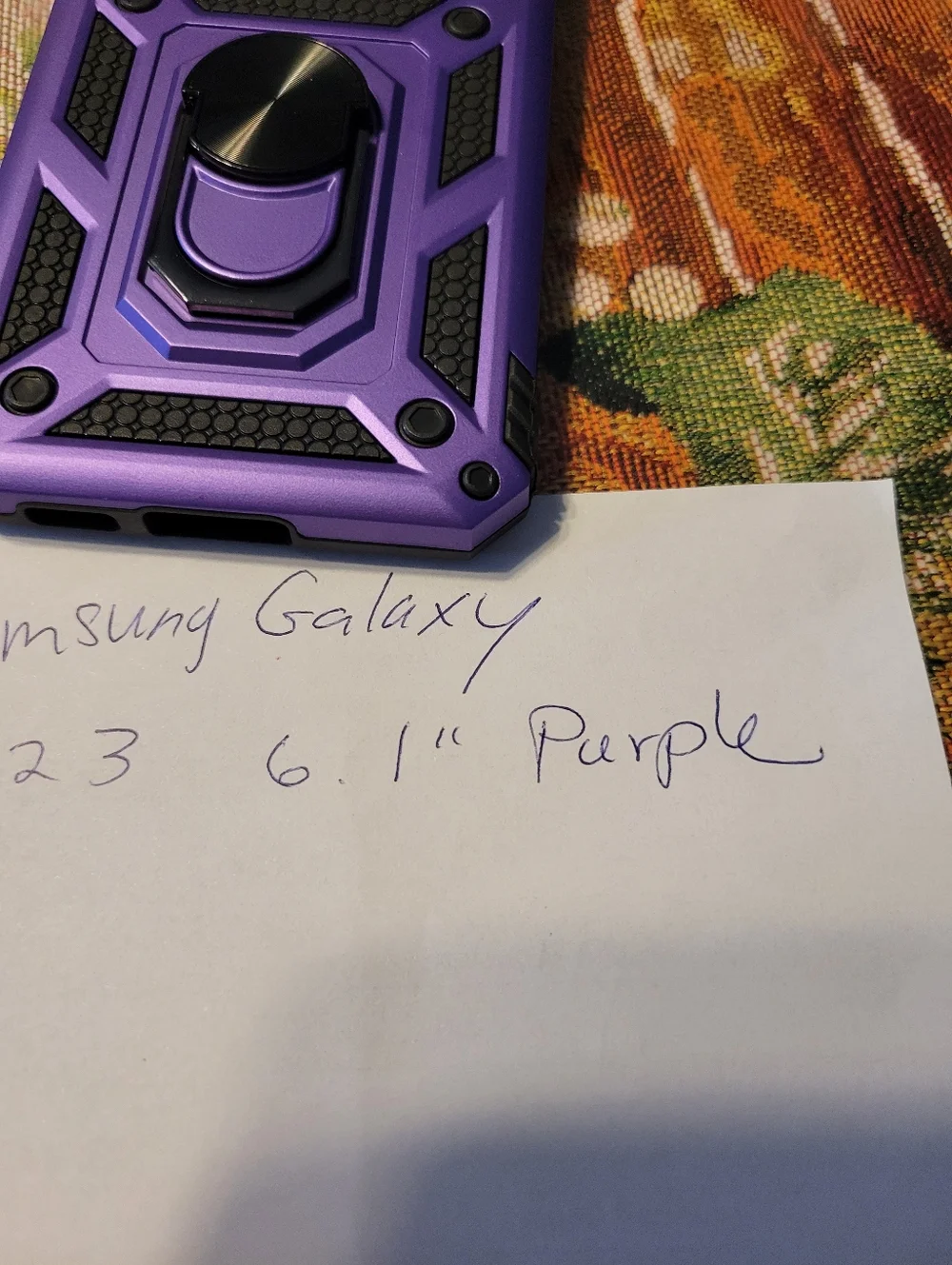 Purple Rugged Sliding Camera Cover Phone Case with Ring Stand